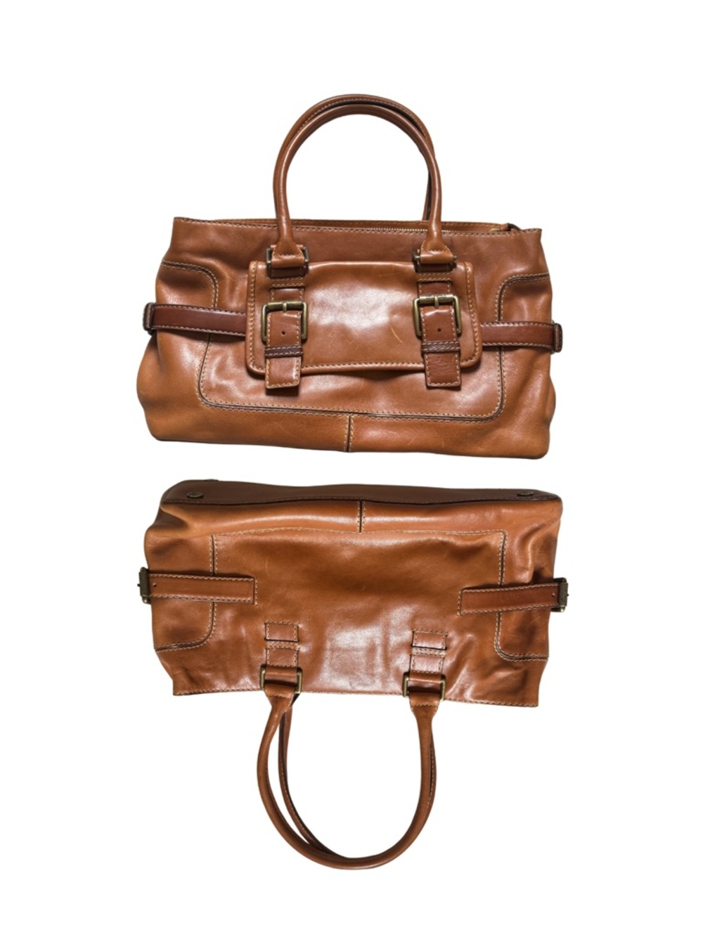 Men's Leather Brief Tote Bag in Tan